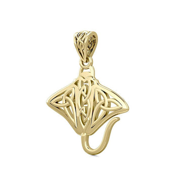 Grant the positive energy Solid Gold Celtic Manta Ray Pendant GPD5703 - Jewelry
